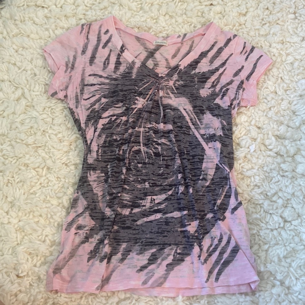 Y2K Black Gray and Pink Short Sleeve Shirt